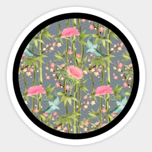 Bamboo, Birds and Blossom - grey Sticker